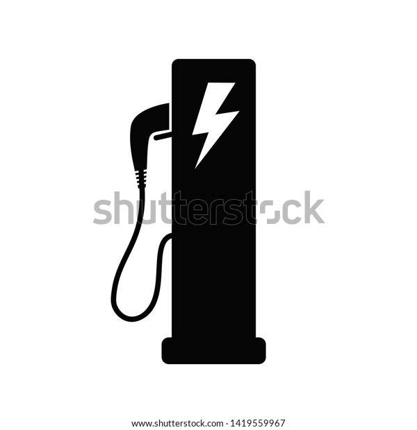Electrical charging\
station symbol, electric car. Electric vehicle charging station\
road sign – vector for\
stock