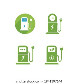 Icono vectorial de estación de carga eléctrica
