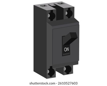Electrical circuit breaker on white background.
