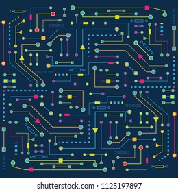 Electrical circuit .Color scheme .Technologies of the future, background
