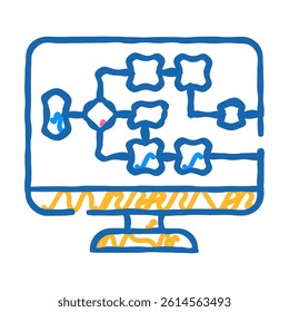 electrical circuit computer screen doodle icon sketch vector. electrical circuit computer screen sign. isolated symbol illustration