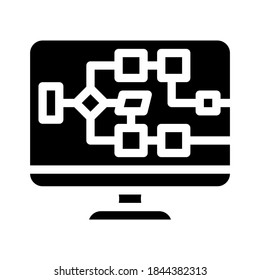 Bildschirm des elektrischen Schaltkreises Bildschirm Symbol Vektorgrafik. Computerbildschirm-Schild mit elektrischer Schaltung. isoliertes Kontursymbol