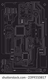 Electrical circuit diagram of communication technology. Vector illustration. Sketch for creativity.