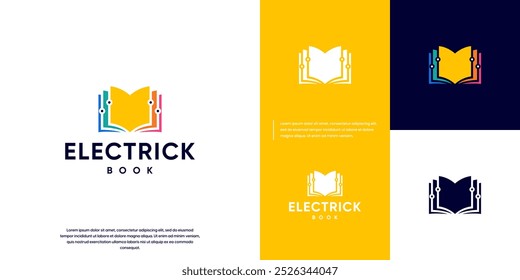 electrical circuit with digital book concept, modern technology, science, graphic vector illustration.
