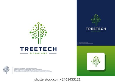 electrical circuit digital, tech tree ,logo design illustration.