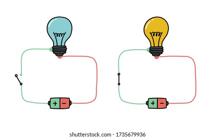 electrical circuit lamp doodle icon, vector illustration