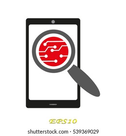Electrical circuit magnifier icon vector illustration EPS 10