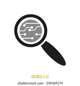 Electrical circuit magnifier icon vector illustration EPS 10