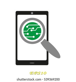 Electrical circuit magnifier icon vector illustration EPS 10