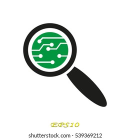 Electrical circuit magnifier icon vector illustration EPS 10