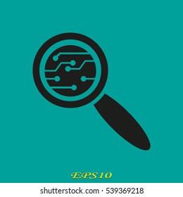 Electrical circuit magnifier icon vector illustration EPS 10