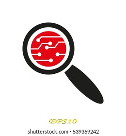 Electrical circuit magnifier icon vector illustration EPS 10