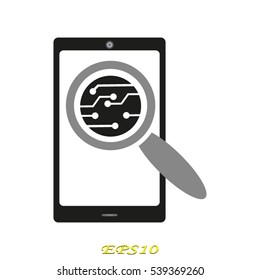 Electrical circuit magnifier icon vector illustration EPS 10