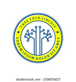 Electrical circuit motherboard logo design tree tech technology modern business future