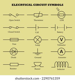 Electrical Circuit Symbols Vector Image Illustration