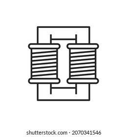 Electrical circuitry two coils connected parallel isolated outline icon. Vector connection of quadrifilar coil options, electrical conductors connection, electrical transformer thin line sign