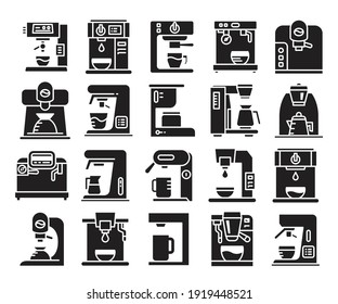 electrical coffee machine icons set