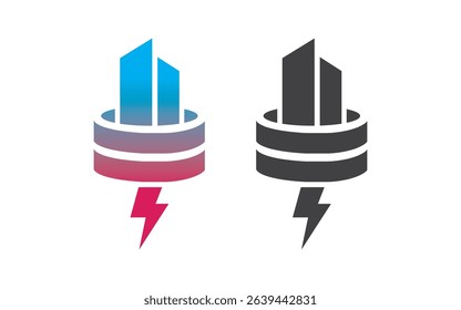 Electrical and Communication Logo, Lighting financial charging icon