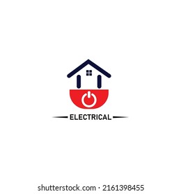 Electrical company minimalist logo with power button and plug