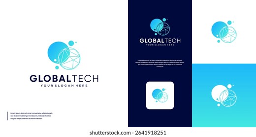 Electrical connection network system circuit logo with circular shape , global technology , vector illustration design.