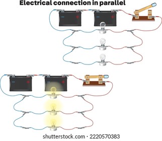 Conexión eléctrica en paralelo, para educación
