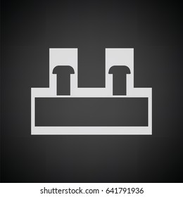 Electrical connection terminal icon. Black background with white. Vector illustration.