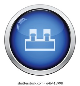 Electrical connection terminal icon. Glossy button design. Vector illustration.