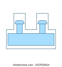 Icono de terminal de conexión eléctrica. Línea Delgada Con Diseño De Relleno Azul. Ilustración vectorial.