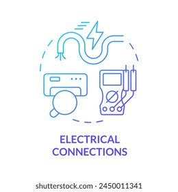 Icono de concepto de gradiente azul de conexiones eléctricas. Control de cableado. Seguridad eléctrica HVAC. Ilustración de línea de forma redonda. Abstractas idea. Diseño gráfico. Fácil de usar en material promocional