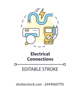 Electrical connections multi color concept icon. Wiring checkup. HVAC electrical safety. Round shape line illustration. Abstract idea. Graphic design. Easy to use in promotional material