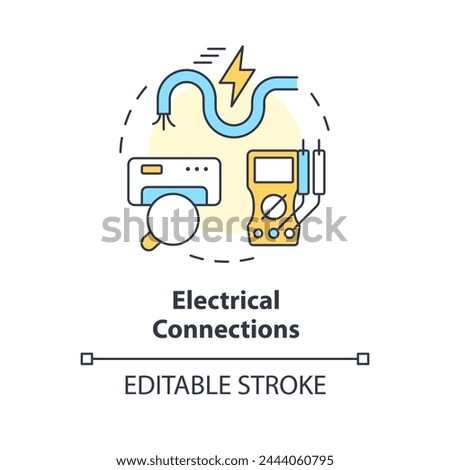 Electrical connections multi color concept icon. Wiring checkup. HVAC electrical safety. Round shape line illustration. Abstract idea. Graphic design. Easy to use in promotional material