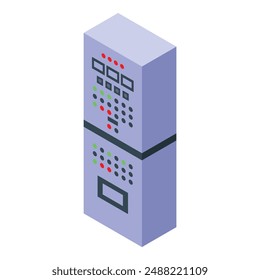 El panel de control eléctrico con Botones e interruptores está mostrando información sobre el trabajo de la máquina en la planta