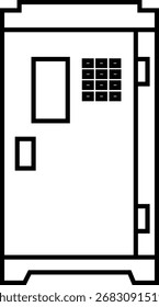 Símbolo de gabinete de estilo de línea negra del panel de control eléctrico, caja de fusibles, disyuntor, caja de energía, interruptor, Vector de Tablero de distribución