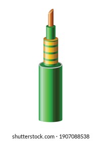 Cable de cobre eléctrico. Alambre eléctrico. Alimentación de cable de alimentación de conexión en color realista para la electricidad. Elemento principal de las obras de instalación eléctrica