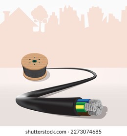 alambre eléctrico de cobre en el fondo de la ciudad.