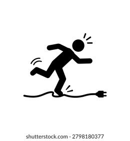 Electrical Cord Trip Hazard icon Icon Isolated On White Background
