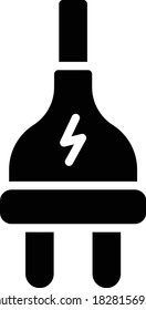 Electrical Current Plug with Wire Vector Glyph Icon design, male plug adapter on white background, Electricity fittings equipment Symbol, Electrical engineering Sign