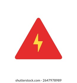 Electrical Danger Icon, High Voltage Triangle Warning Sign Illustration