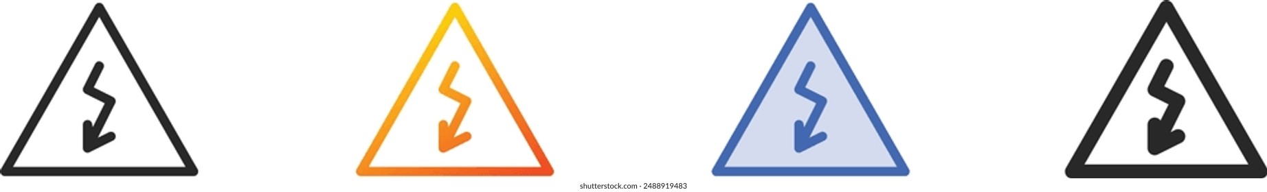 electrical danger sign icon.Thin Linear, Gradient, Blue Stroke and bold Style Design Isolated On White Background