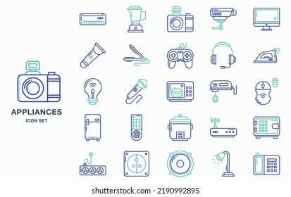 Electrical Devices and Home appliances icon set