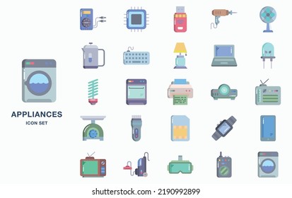 Electrical Devices and Home appliances icon set
