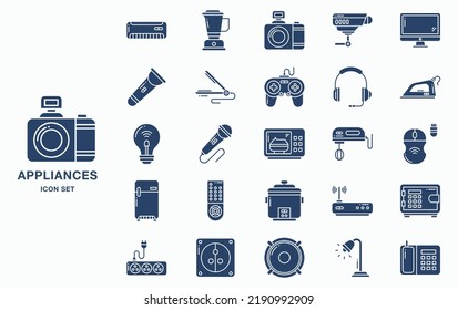 Conjunto de iconos Dispositivos eléctricos y electrodomésticos