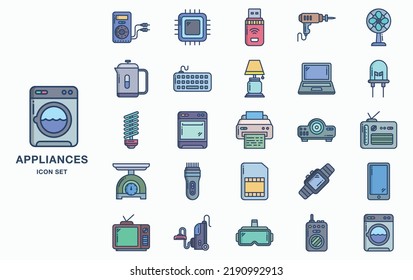 Electrical Devices and Home appliances icon set