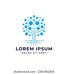 Electrical digital tree logo icon vector