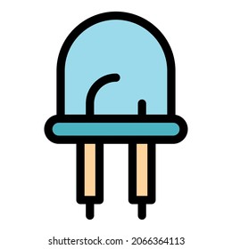 Icono de diodo eléctrico. Contorno al diodo eléctrico de color del icono del vector plano aislado