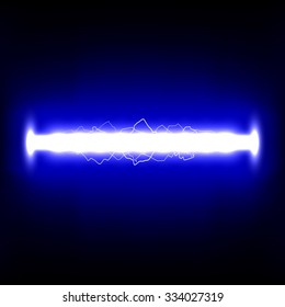 Electrical discharge. Lightning. Electricity. Laser beam. Vector illustration.