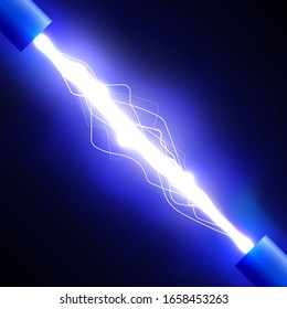 Electrical discharge. Lightning. Light effect. Vector illustration.