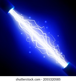 Electrical discharge. Lightning. Light effect. Vector illustration.