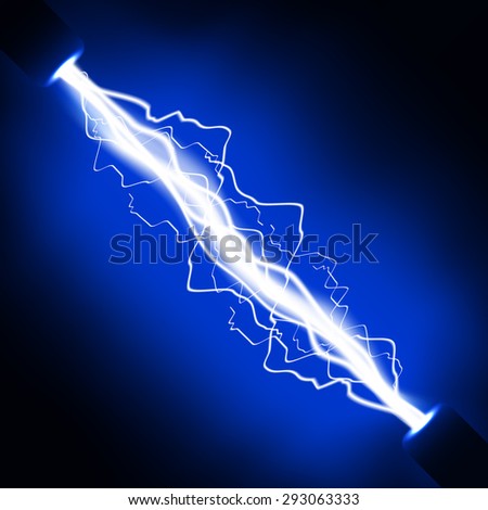 Electrical discharge. Lightning. Light effect. Vector illustration.