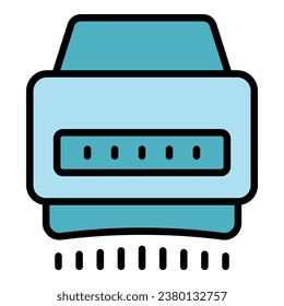 Vector de contorno de icono del secador eléctrico. Máquina de aire manual. Color plano del secador de papel